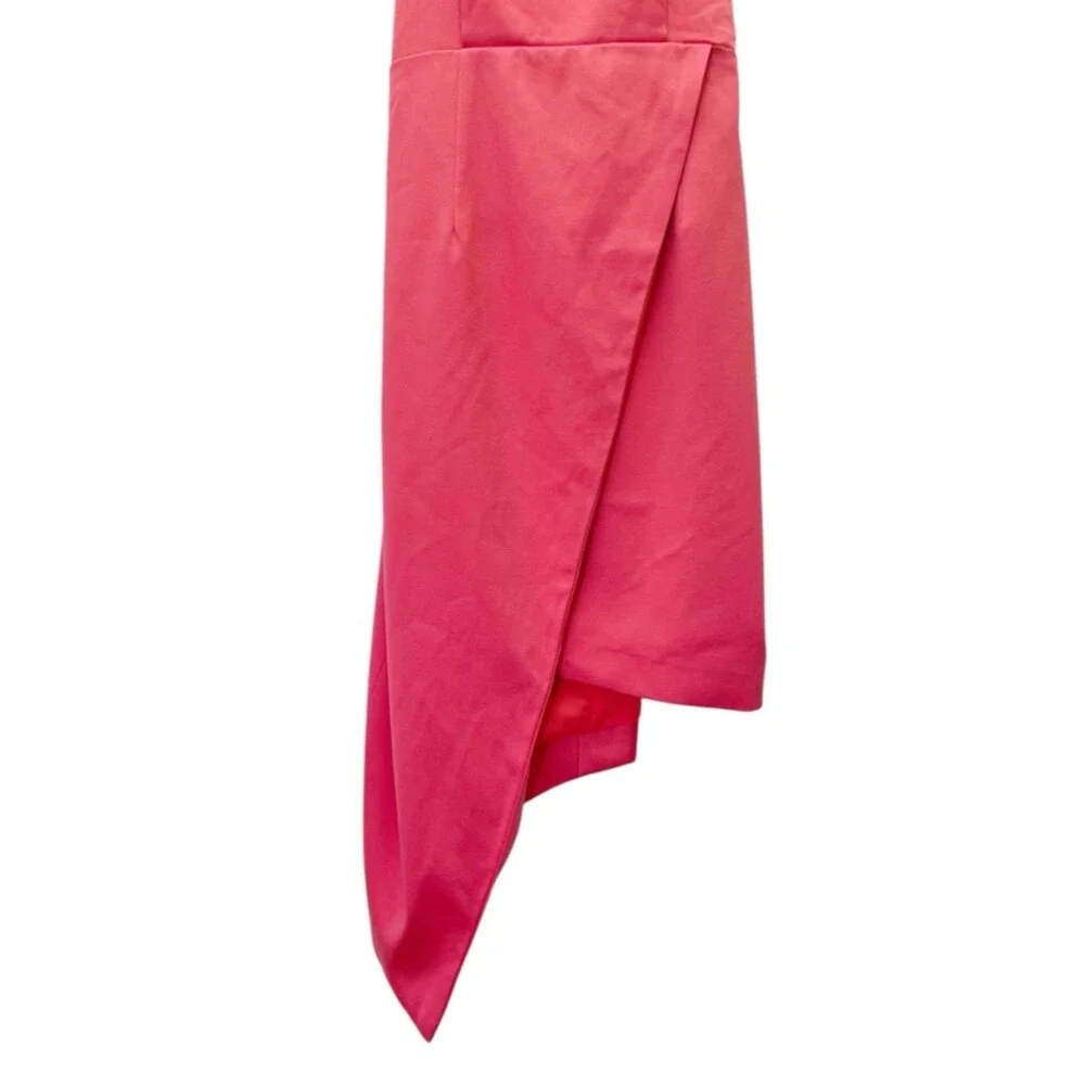 ELLIATT Satin Asym Mini Dress Melon Coral Pink Open Back Bow XS Party Cocktail